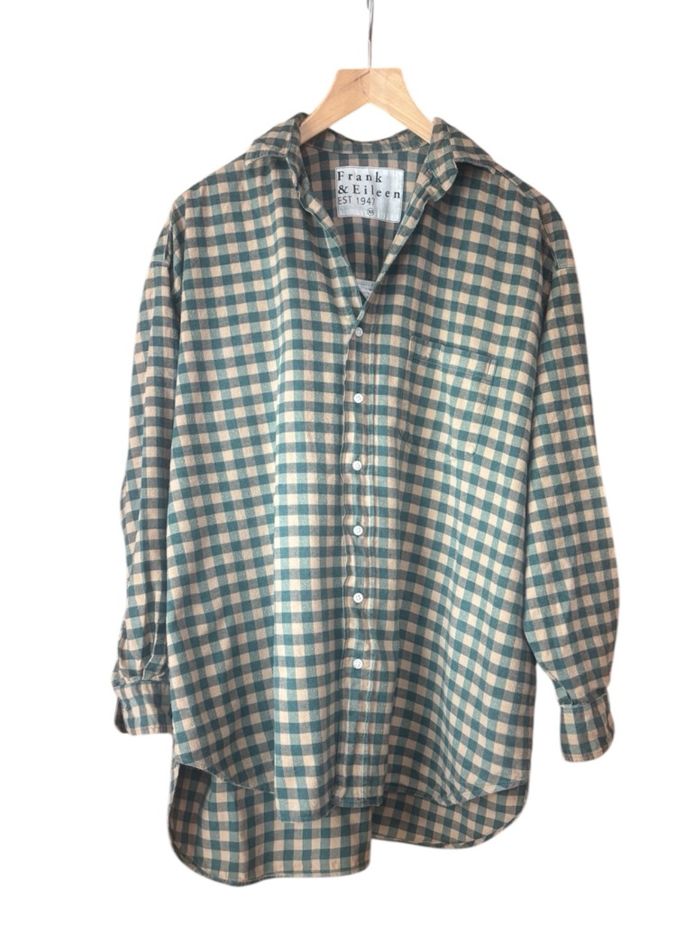 Frank & Eileen Shirley Button Up Flannel shirt. Green/tan size XS